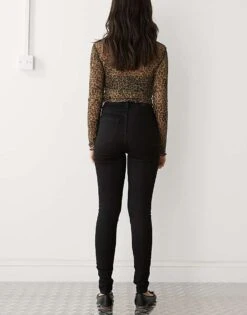 Monki Oki High Waist Skinny Jeans In Black For Women Space Wash Black -Monki Shop 205348322 2