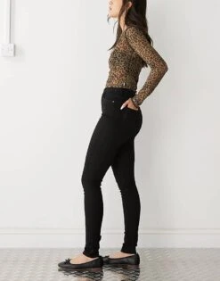 Monki Oki High Waist Skinny Jeans In Black For Women Space Wash Black -Monki Shop 205348322 3