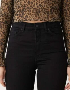 Monki Oki High Waist Skinny Jeans In Black For Women Space Wash Black -Monki Shop 205348322 5