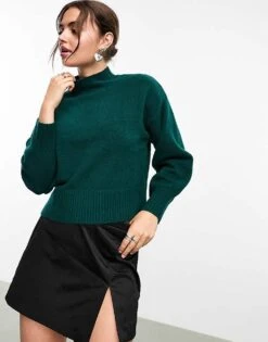 Monki Knitted Turtleneck Sweater In Dark Green For Women -Monki Shop 205429331 1 darkgreen 1