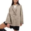 Monki Double Breasted Blazer In Beige Check For Women Light Brown/black -Monki Shop 205474258 1 lightbrownblack
