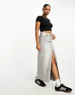 Monki Ribbed Pointelle Long Sleeve Shrunken Top In Black For Women -Monki Shop 205490921 4