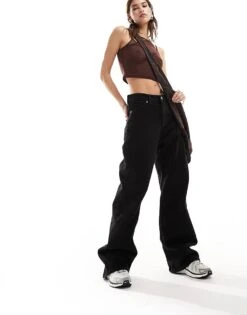 Monki Naoki Loose Fit Low Rise Jeans In Black For Women -Monki Shop 205498971 3