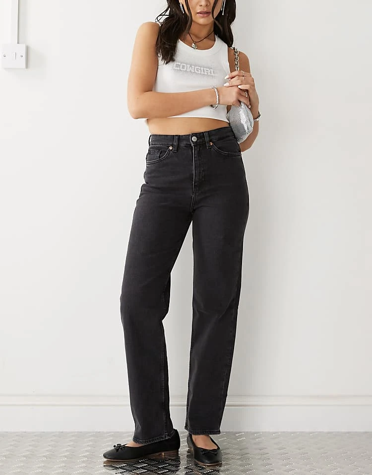 Monki Zami High Waist Straight Leg Jeans In Black For Women 8 Monki Zami High Waist Straight Leg Jeans In Black For Women - Image 6