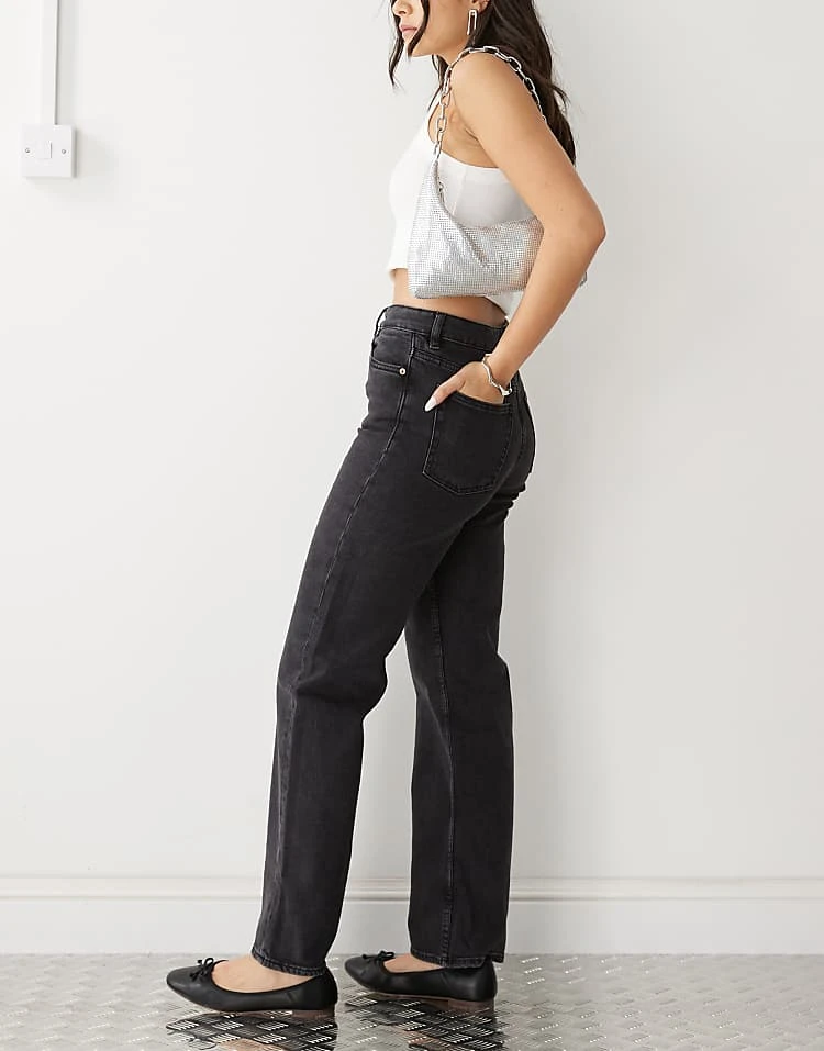 Monki Zami High Waist Straight Leg Jeans In Black For Women 5 Monki Zami High Waist Straight Leg Jeans In Black For Women - Image 3