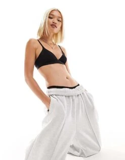 Monki Ribbed Triangle Bralette In Black For Women -Monki Shop 205655407 1 black 1