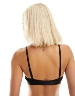 Monki Ribbed Triangle Bralette In Black For Women -Monki Shop 205655407 3