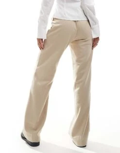 Monki Relaxed Straight Tailored Trousers In Beige For Women -Monki Shop 205659266 3