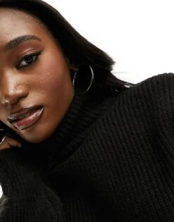 Monki Cropped Knitted Jumper In Black For Women -Monki Shop 205681687 3