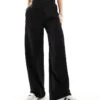Monki High Waist Wide Leg Tailored Trousers In Black For Women