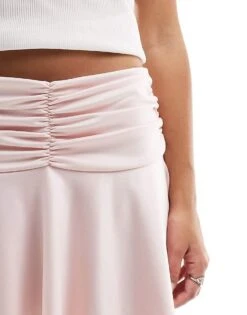 Monki Ruched Ruffle Mini Skirt In Pink For Women -Monki Shop 205728465 3