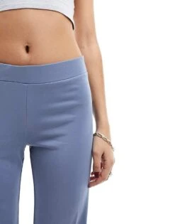 Monki Super Soft Wide Leg Trousers In Dusty Blue For Women -Monki Shop 205728511 2