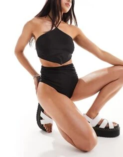 Monki Hanky Hem Bikini Top In Black For Women -Monki Shop 205728597 4