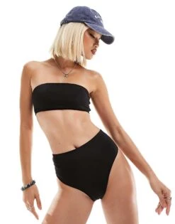 Monki Mix And Match Black Bikini Top And Bottoms -Monki Shop 205728800 1 black