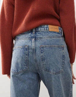 Monki Naoki Low Rise Loose Fit Jeans In Mid Blue Wash For Women -Monki Shop 205728829 4