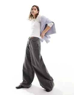 Monki Giga Low Waisted Baggy Wide Fit Jeans In Dark Grey Wash For Women 13 Monki Giga Low Waisted Baggy Wide Fit Jeans In Dark Grey Wash For Women -Monki Shop 205746357 1 darkgrey 1