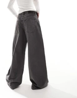 Monki Giga Low Waisted Baggy Wide Fit Jeans In Dark Grey Wash For Women 11 Monki Giga Low Waisted Baggy Wide Fit Jeans In Dark Grey Wash For Women -Monki Shop 205746357 4