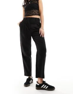 Monki Tailored Trousers With Tapered Leg In Black For Women