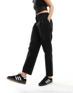 Monki Tailored Trousers With Tapered Leg In Black For Women -Monki Shop 205800951 4