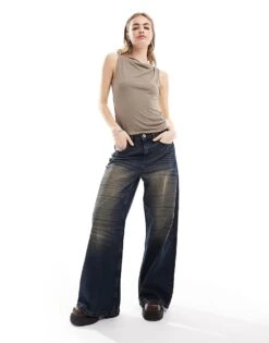 Monki Super Soft Slash Neck Tank Top In Grey For Women -Monki Shop 205870427 1 grey 1