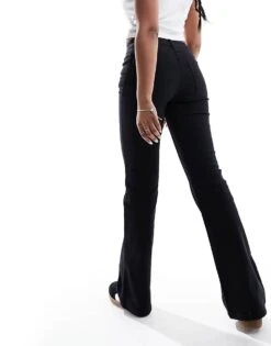 Monki Flared Leg Trousers In Black For Women -Monki Shop 205896027 5