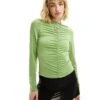 Monki Ruched Front Long Sleeve Top In Green For Women -Monki Shop 205896057 1 green