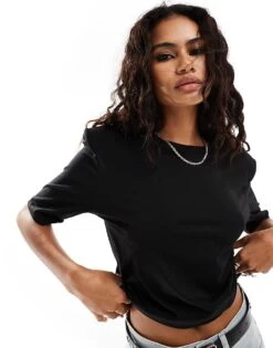 Monki Short Sleeve T-shirt In Black For Women