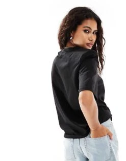 Monki Short Sleeve T-shirt In Black For Women -Monki Shop 205990626 3