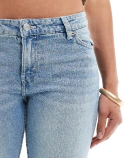 Monki Wakumi Low Waisted Boot Cut Jeans In Light Blue Wash For Women -Monki Shop 206051825 5