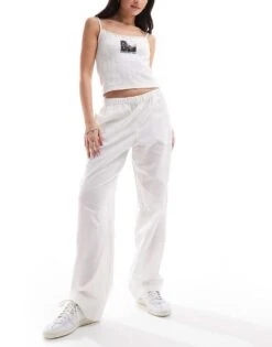 Monki Linen Wide Leg Trousers In White For Women -Monki Shop 206135059 1 white 1