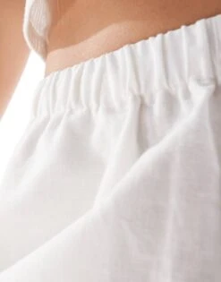 Monki Linen Wide Leg Trousers In White For Women -Monki Shop 206135059 5