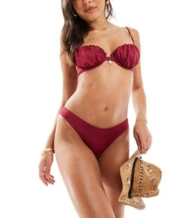 Mix And Match Monki Bikini In Burgundy -Monki Shop 206135060 1 burgundy