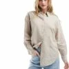Monki Linen Blend Oversize Shirt In Beige For Women -Monki Shop 206135078 1 beige