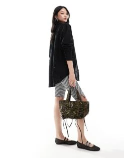 Monki Linen Blend Oversize Shirt In Black For Women -Monki Shop 206135109 4