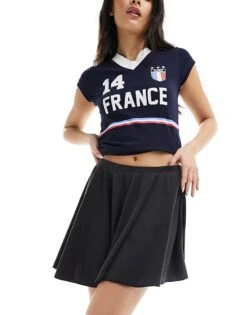 Monki Super Soft Cupro Mini A-line Skirt In Black For Women