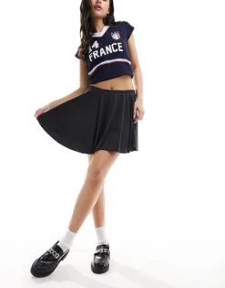 Monki Super Soft Cupro Mini A-line Skirt In Black For Women -Monki Shop 206135166 3