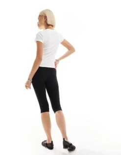 Monki Cropped Cupro Capri Pants In Black For Women -Monki Shop 206135211 4