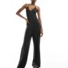 Monki Jersey Jumpsuit In With Cross Back Straps In Black For Women -Monki Shop 206135241 1 black