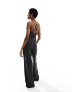 Monki Jersey Jumpsuit In With Cross Back Straps In Black For Women -Monki Shop 206135241 4