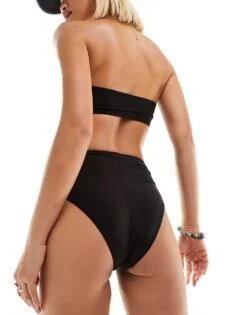 Monki Mix And Match High Leg Waist Bikini Bottom In Black For Women -Monki Shop 206135311 4