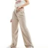 Monki High Waist Wide Leg Tailored Trousers In Beige For Women -Monki Shop 206135375 1 beige