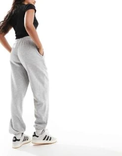 Monki Joggers With Cuffed Hem In Grey Melange For Women -Monki Shop 206135376 3