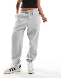 Monki Joggers With Cuffed Hem In Grey Melange For Women -Monki Shop 206135376 5