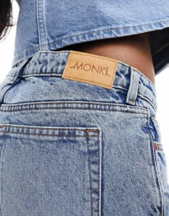 Monki Imoo Low Waisted Wide Fit Jeans In Tinted Dirty Wash Blue For Women -Monki Shop 206135407 3