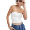 Monki Strapless Top In White For Women