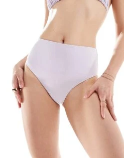 Monki Mix And Match High Leg Waist Bikini Bottom In Lilac For Women -Monki Shop 206135540 4