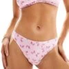 Monki Mix And Match Soft Satin Thong In Pink Bow Print For Women -Monki Shop 206135601 1 pink