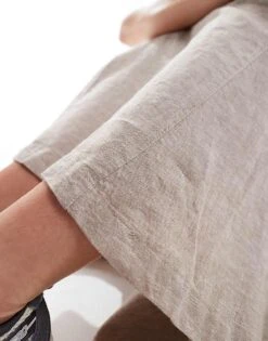 Monki Longline Linen Maxi Tube Mermaid Skirt In Beige For Women -Monki Shop 206135607 3