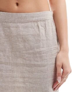 Monki Longline Linen Maxi Tube Mermaid Skirt In Beige For Women -Monki Shop 206135607 5