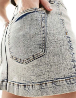 Monki Denim Mini Skirt In Beige Tint For Women -Monki Shop 206135608 4